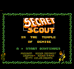 Secret Scout title screen for NES